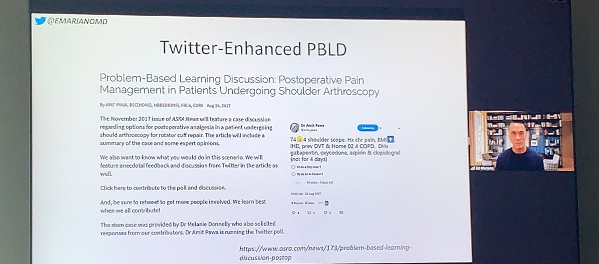 amit_pawa's tweet photo. One can also do Journal clubs on line or Problem based learning discussions
@Duke_Anesthesia @ankeetudani @jeffgadsden @ASRA_Society #Anesjc #AsraPBLD @nelkassabany https://t.co/N2lW2kzX83