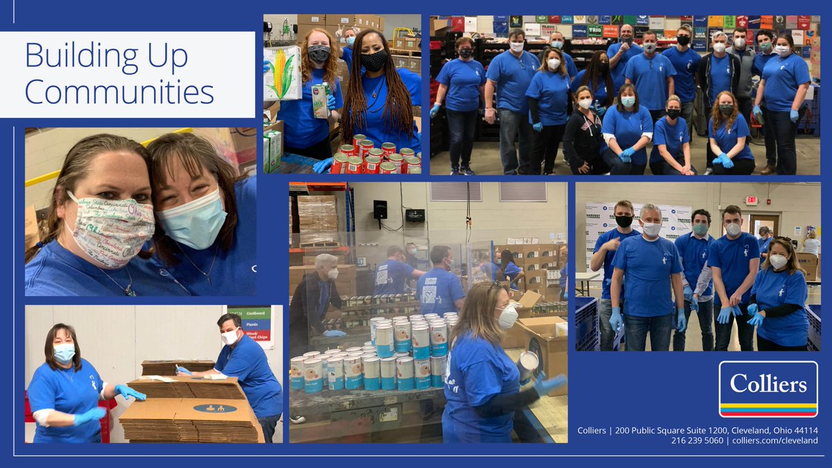 collierscle's tweet photo. Colliers Cleveland-Akron volunteered at the Cleveland Foodbank for their Building Up Communities event. They packed over 1k boxes for the CSFP program which was over 32k pounds of food. #collierscle #colliersforgood #inthistogetherohio #ThePowerOfUs @CleFoodBank https://t.co/PEu8rHK7KR