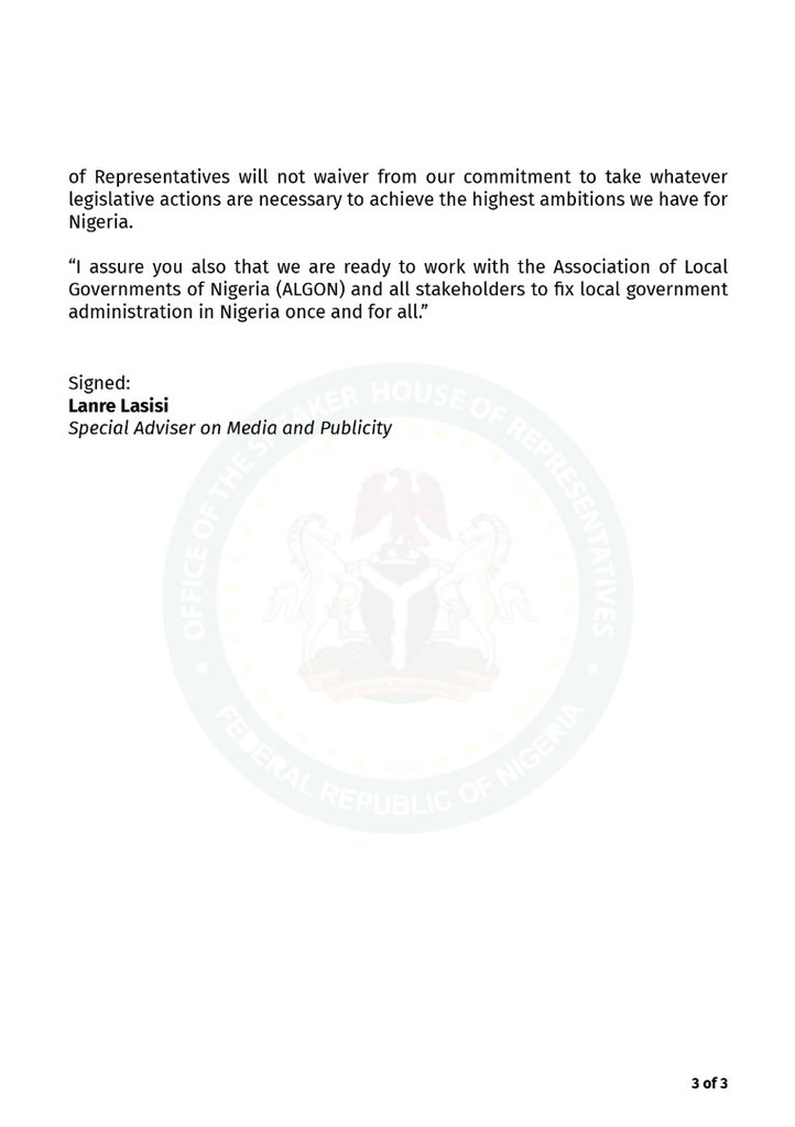 SpeakerGbaja's tweet photo. “We have to fix LG administration to deliver democratic promises”

Speaker @femigbaja has said that for leaders to deliver on the promise of democratic governance, the local government administration must be fixed to meet its expectations.

#NationBuilding #AJointTask https://t.co/Ev33hWx00B
