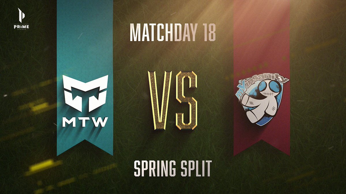 ⚔️ MATCHDAY ⚔️

Next opponent on our path to Div 1 domination is <a href="/mYinsanityCH/">mYinsanity</a>

Just keep it going, guys. It's an awesome run already. 💪
 
🕘 09:00 pm
📺 twitch.tv/primeleague

#MTWIN