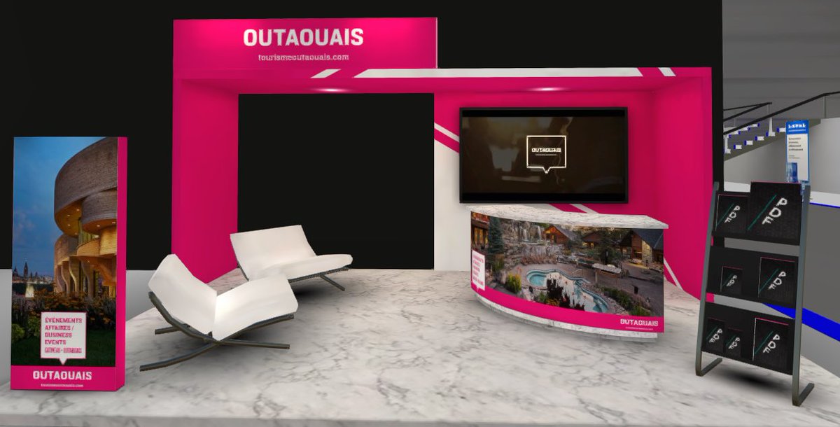 TourOutaouais's tweet photo. Annie et ses partenaires rencontreront les participants des #jnta pour faire la promotion du tourisme d’affaires dans la région.
Comment trouvez-vous notre kiosque virtuel #OutaouaisFun? 😉 https://t.co/FhAqLC7G1o