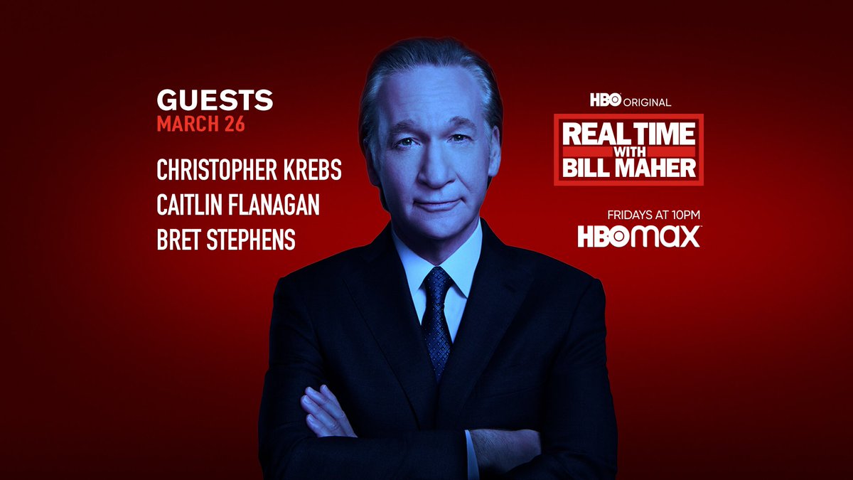RealTimers's tweet photo. FRIDAY: @BillMaher welcomes @C_C_Krebs, @CaitlinPacific + Bret Stephens to #RealTime @HBO! 

https://t.co/2F97mVU5pP https://t.co/rBpxV1SsSj