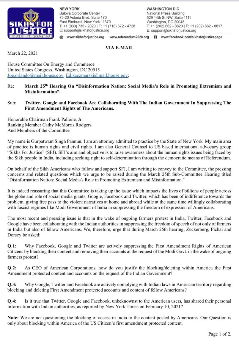baez_molina's tweet photo. How 
@jack
@sundarpichai
@Facebook
Are Colluding With Fascist 
@PMOIndia
In SUPPRESSING #Americans First Amendment #FarmersProtest #KhalistanREFERENDUM #SFJ Reports To 
@FrankPallone
@cathymcmorris
https://t.co/nchttmuO60
@JoshPaciorek 
@savoyles5 
@ctrokes 
@GriffDrew4 https://t.co/sZr0Mh6Ist
