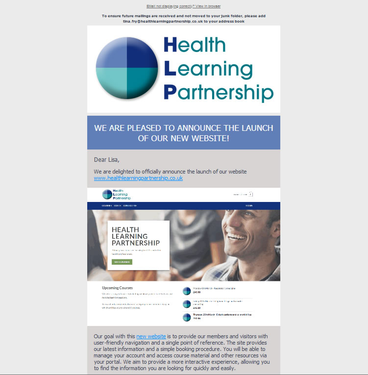 Force4Computing's tweet image. New #Website and #Email service for Health Learning Partnership. Force 4 have worked closely with @escitsupport to create a new website, online booking system and membership solution for HLP: force4computing.co.uk/blog.html#!/po…