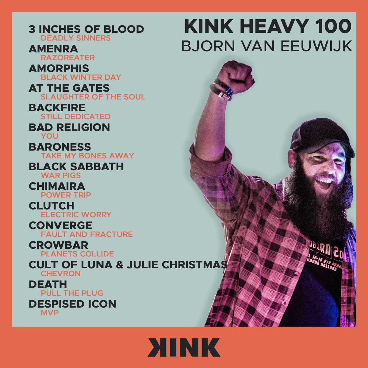 KINKpuntnl's tweet photo. .@Niamen01 die je vanmiddag vanaf 16:00 uur weer hoort in een nieuwe Bjorn's Beton Uur op Kink Distortion, heeft een paar stemsuggesties voor je! Tweede Paasdag hoor je namelijk de Heavy 100 en via https://t.co/tWNi2YAtTz bepaal jij welke 100 metal en hardrock tracks dat zijn! https://t.co/oPccYrUCYt