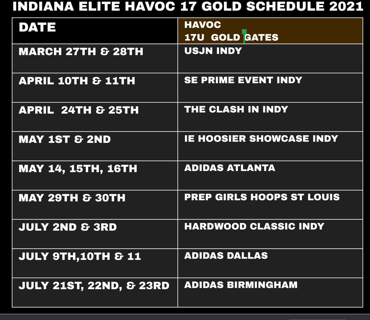 INEliteHavoc's tweet photo. Coaches be sure to catch the Talented &amp; Hard Working Indiana Elite 17 Gold Squad this Season 💪🏀💪 @don_halling @MHS_Girls_ @PGHIndiana @IndianaEliteWBB https://t.co/gOABCfkVm8