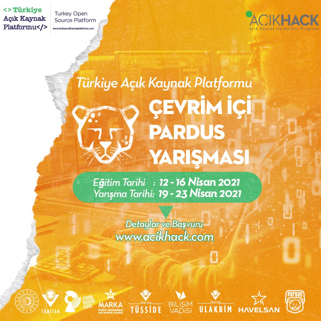 tracikkaynak's tweet photo. 📢Türkiye Açık Kaynak Platformu tarafından PARDUS'un yaygınlaştırılması amacıyla düzenlenen "Çevrim İçi Pardus Yarışması" için kayıtlar başladı❗️

Detaylar ve başvuru👇

https://t.co/DJHf1zew3a

@TCSanayi @Tubitak @tusside @BilisimVadisiTR @havelsan @PardusKurumsal https://t.co/KLo4fyLX8U