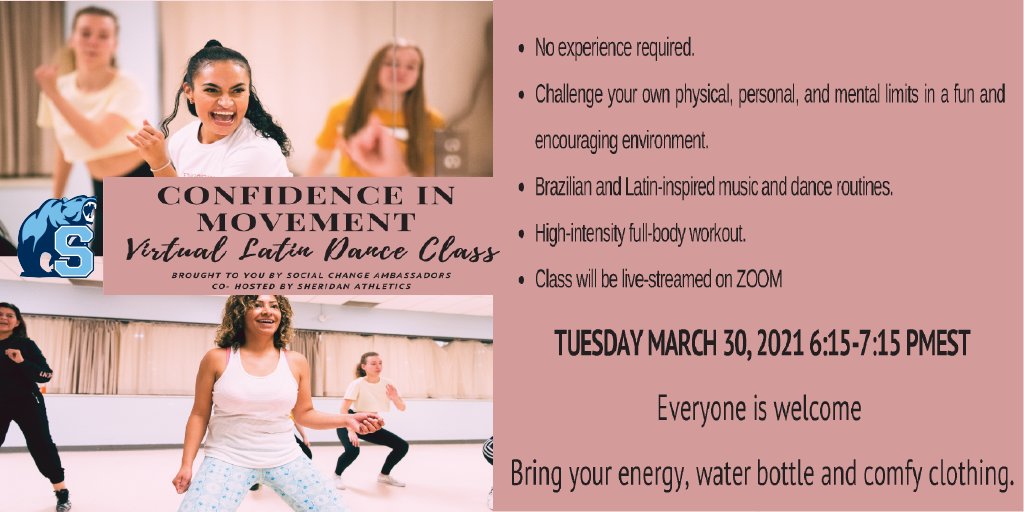 sheridanbruins's tweet photo. We have exciting news! We've partnered with the EDI Social Change Ambassadors to bring you a FREE Virtual Latin Dance Class!π
π
March 30 β° 6:15pm π» Zoom Class
πhttps://t.co/6QOk7jISCO
@sheridancollege @the_ssu
#virtualdanceclass #diversity #InclusionMatters #sheridanbruins https://t.co/4iorysIrmz