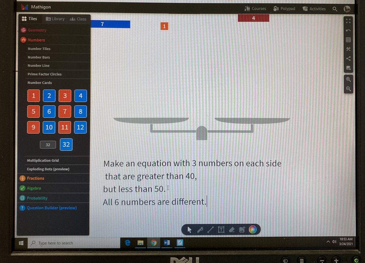 janjanrhude's tweet image. Grade 4s rocked their Algebra equation problem using @MathigonOrg today!  #tldsblearns #tldsbmath