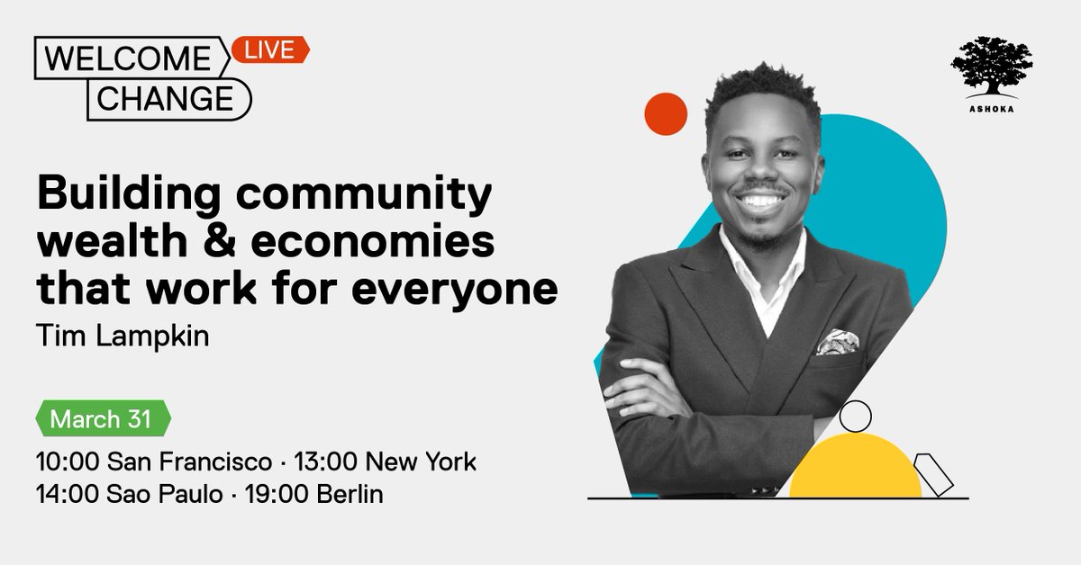 Ashoka's tweet photo. Join us Wed, March 31, when we'll hear from @TimLampkin, founder of @higherpurposeco, about how his team is expanding Black ownership &amp; building a just economy in the Mississippi Delta.  

Join us!
10:00 SF
13:00 NY  
14: Sao Paulo 
19:00 Berlin
RSVP: https://t.co/NySyxyvgmV https://t.co/cGfiaOyeMl