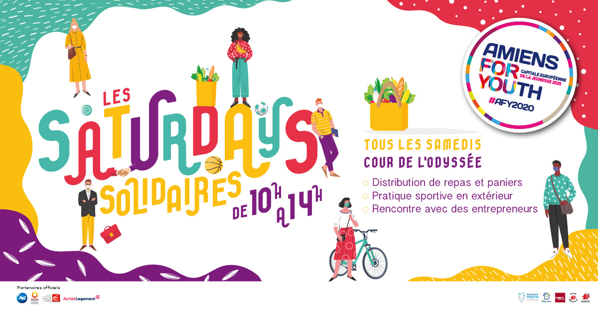 amiensforyouth's tweet photo. Besoin de t'oxygéner 🍃 ? Envie de faire des actions #solidaires 👊 ? De partager des moments conviviaux 🥳 ?
Les #SaturdaysSolidaires sont là pour ça ! 🔥

📍 Rendez-vous tous les samedis de 10 à 14h à l'Odysée (29, avenue de la Paix).

Infos ➡️ https://t.co/38etTNa1ro

#AFY2020 https://t.co/tntUtuiXbH