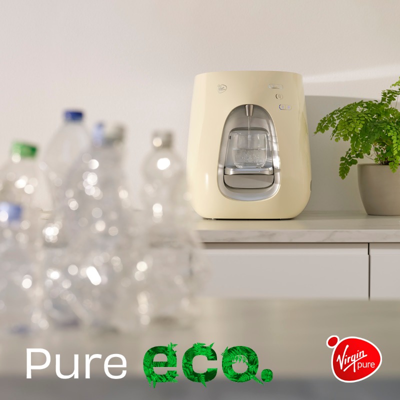 VirginPure's tweet photo. Introducing the Virgin Pure water system that puts an end to bottled water. It puts the eco in ecological. It puts the eco in economical. Designed for water lovers it does everything – purify, filter, boil, and chill. All you have to do is tap the button