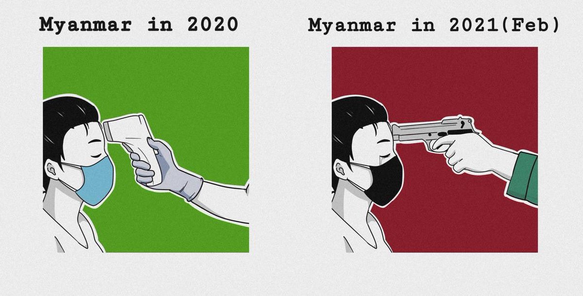 We were all fighting for our lives when covid 19 broke out last year, now the rest of the world is getting vaccines yet we are still fighting for our lives among bullets trying to overthrow military regime.
SILENCE REVOLUTION 
#WhatsHappeningInMyanmar
#Mar24SilenceStrike