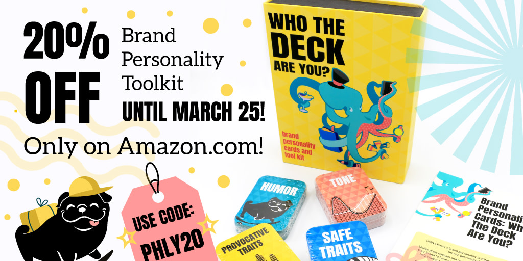 phlywheel's tweet photo. Today: Get 20% OFF our Brand Personality Toolkit using code PHLY20!

Tomorrow: Get much more in return for your brand 🤑

This coupon expires tomorrow, so get it here now: https://t.co/7lKAr0HbVY https://t.co/PABkwKKJJL