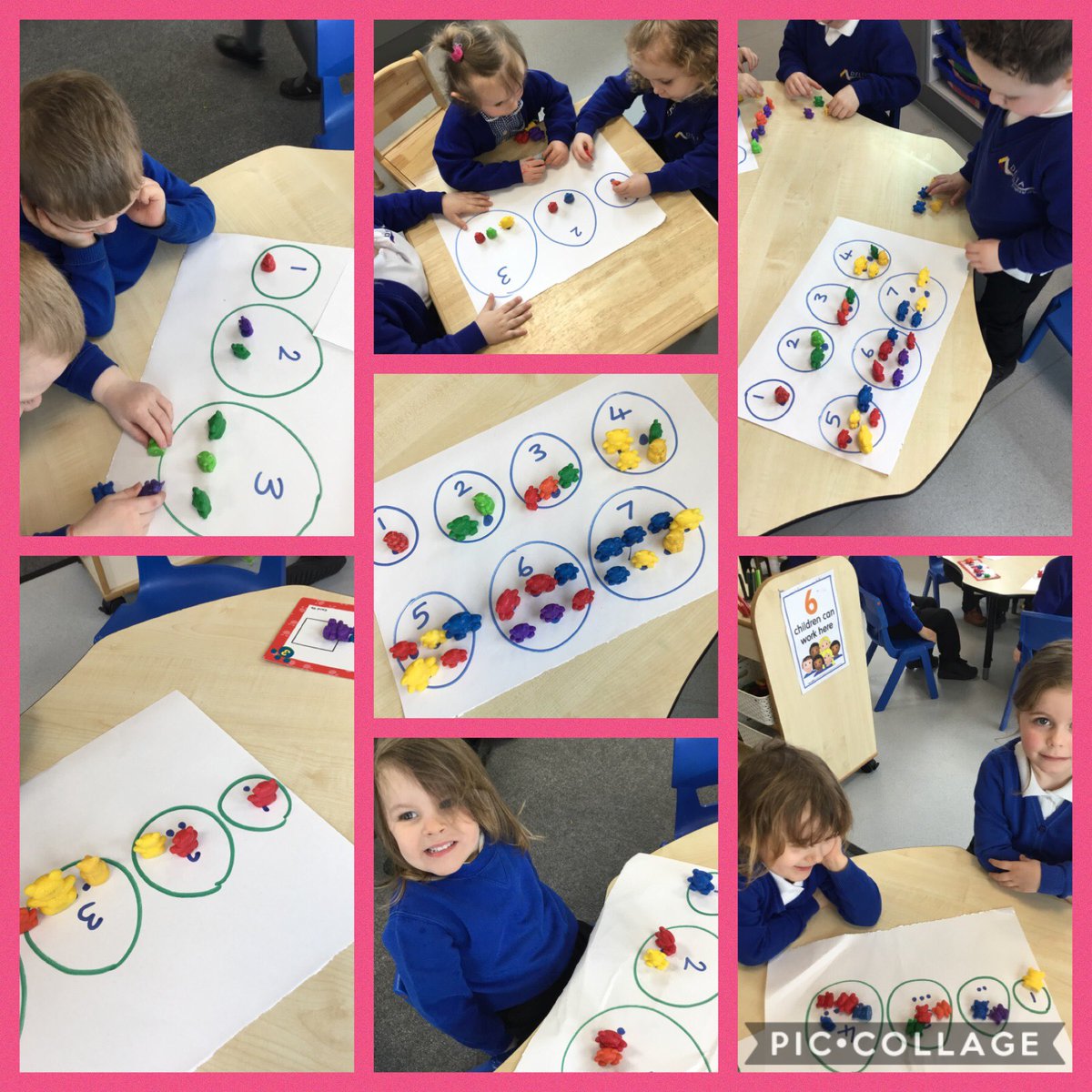Cohort8ELA's tweet photo. Caterpillars enjoying numeracy .The objective was to match the correct amount of bears to our numbers.We had lots of very proud children as you can see from their smiley faces . https://t.co/Q1HyyuMfbS