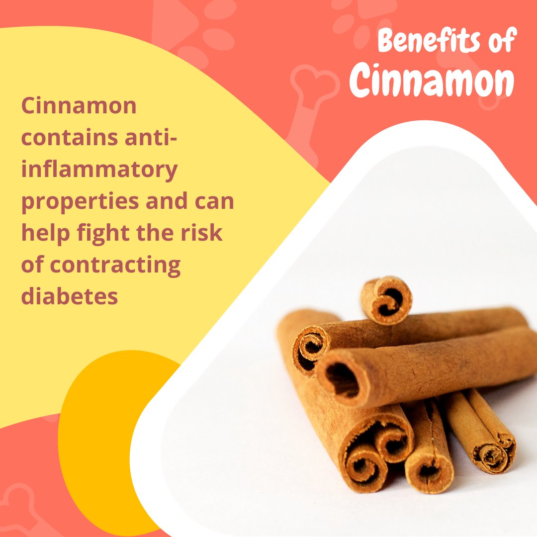 FetchDogTreats's tweet image. Cinnamon&apos;s anti-inflammatory properties are great for aging pups with arthritis or muscle soreness, and can help to manage joint pain and reduce swelling. How cool is that?! 

#GoFetchHappy #BenefitsofCinnamon #HappyDog #HealthyDog #DogTreats #SmellsLikePupSpirit #GoodDoggo