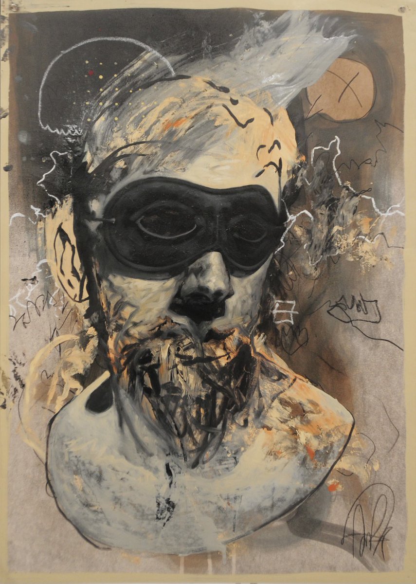 ryeartists's tweet photo. Two more from artist of the week Robert Sample - Bust with Mask, and Old Bust both Mixed Media on Bleached Cartridge  59x84 cm 
#ryeartists #robertsample @robertsampleart #mixedmedia #mask https://t.co/4O98DHUt6q