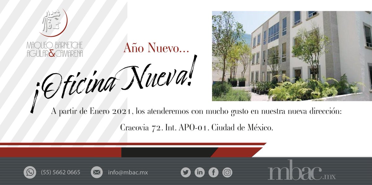maqueoabogados's tweet photo. Les recordamos nuestro nuevo domicilio.

⚖️ 🖋 🇲🇽

#mbac
#bufetedeabogados
(55) 5662 0665 
info@mbac.mx

#MaqueoBarnetcheAguilaryCamarena
#maqueoabogados
#mejoresabogados
#AbogadosMexico
#abogado
#abogadoslitigantes
#TopsMéxico
#LosMejoresAbogados
#Arbitraje
#Amparo https://t.co/Hk5VNBmx8Q