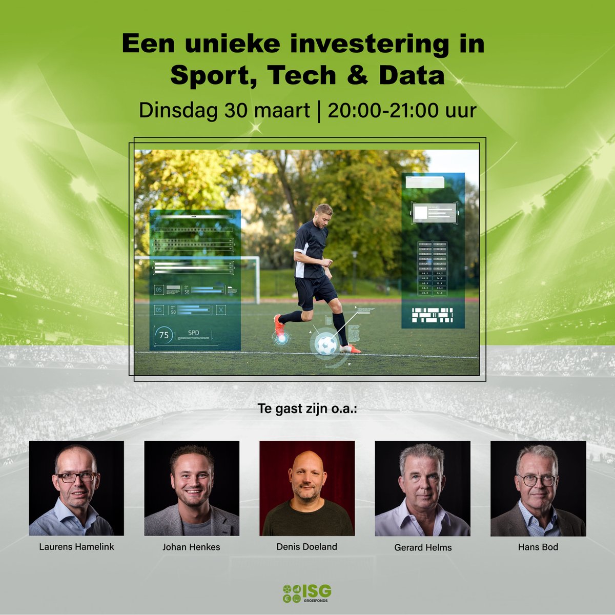 intsportsgroup's tweet photo. Graag nodigen we u uit voor de webinar: ‘Een unieke investering in Sport, Tech &amp; Data’, 30 maart om 20.00 uur. Hierin ontdekt u mogelijkheden om te participeren in het ISG Groeifonds, met een verwacht jaarlijks rendement van 10%📈 Meld u nu gratis aan 👉 https://t.co/l0AE7mQyEh https://t.co/Bu2YpR6dMX