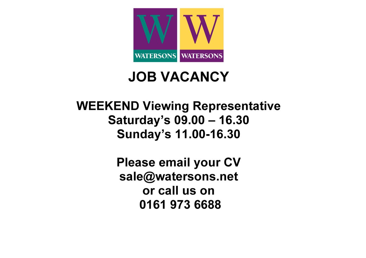 WatersonsEA's tweet image. #vacancy #weekendjob #saleoffice #viewing