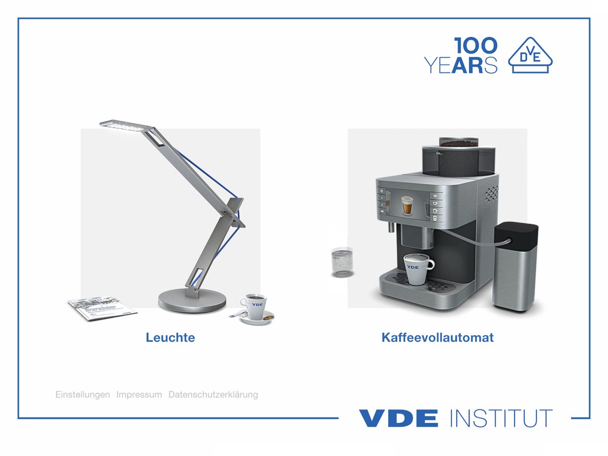 VDEinstitut's tweet photo. Das #VDEZeichen steht seit mehr als 100 Jahren für ein Höchstmaß an elektrischer #Sicherheit.
Unsere #Jubiläums #VR - #App zeigt Ihnen auf spielerische Weise, in welchem Umfang wir verschiedene #Elektroprodukte prüfen.
https://t.co/YUNGsK53HS #VDE #AR #Verbraucher https://t.co/TyiccQzd7o