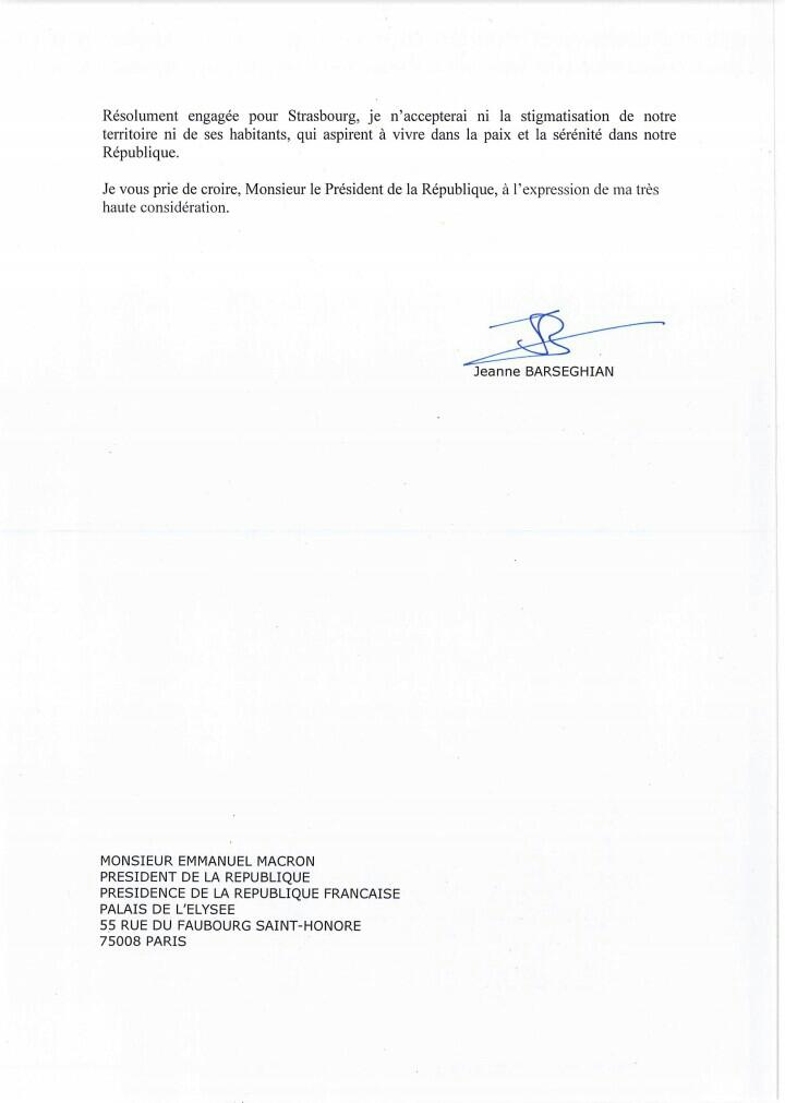 JeanneBarsegh's tweet photo. Risque d’ingérence étrangère #Strasbourg: j’appelle le Président et son gouvernemnt à prendre leurs responsabilités👇 https://t.co/y3AJWWyt2r