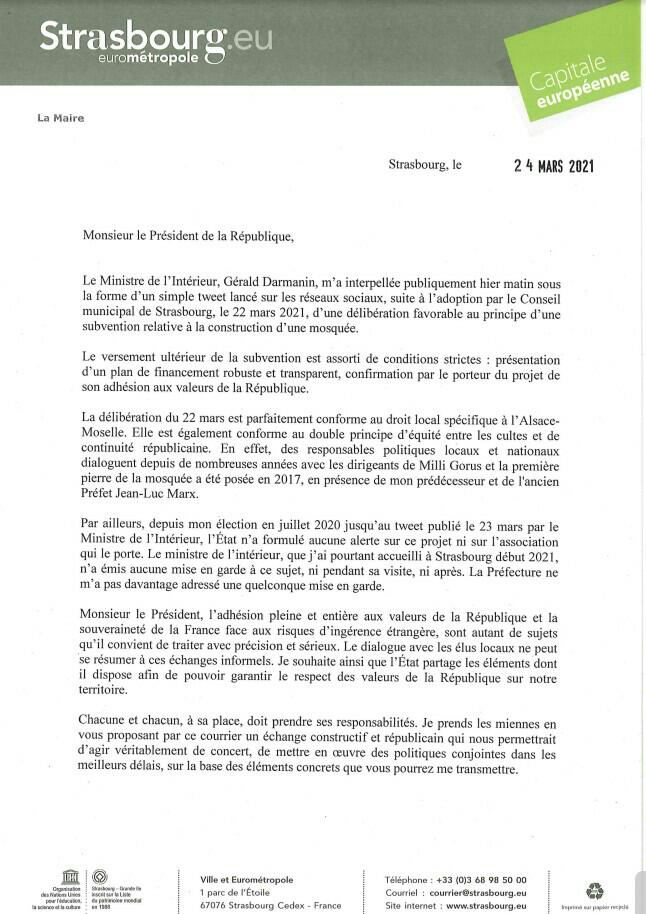 JeanneBarsegh's tweet photo. Risque d’ingérence étrangère #Strasbourg: j’appelle le Président et son gouvernemnt à prendre leurs responsabilités👇 https://t.co/y3AJWWyt2r