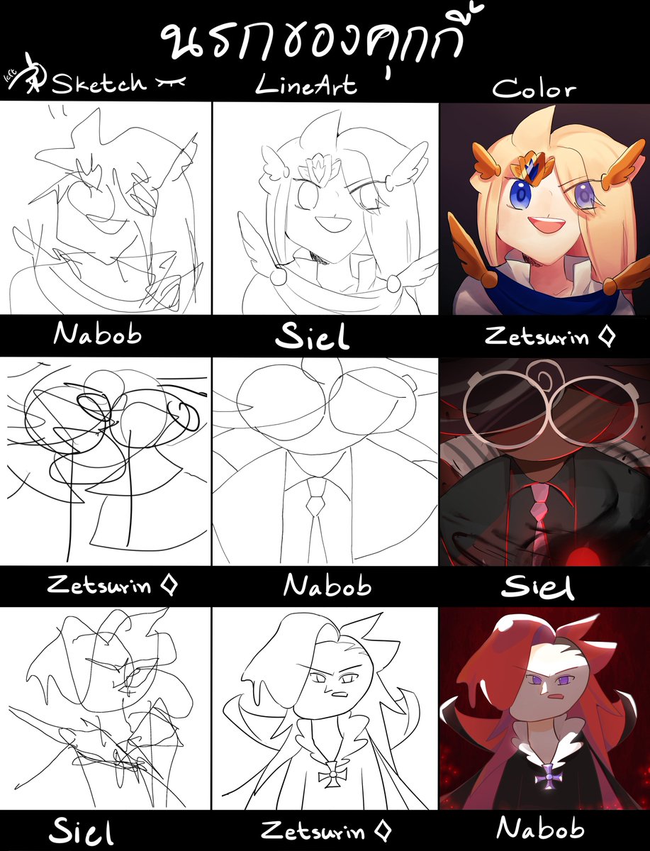 REALนรกของคุกกี้ ปิดตาและใช้มือข้างไม่ถนัดวาดเมนตัวเอง ชาเล้นหาทำมาก5555555555 เห็นเส้นร่างคือขำจนหมดออกซิเจนในปอดละมั้ง
ทำกับเพื่อนคับ @SEAeel_ @__Zetsurin
#쿠키런 #cookierunkingdom #CookieRunKingdomTH