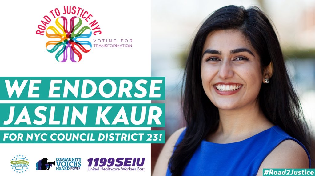 MakeRoadActNY's tweet photo. The #Road2Justice coalition is EXCITED to endorse @jaslinforqueens!
Jaslin Kaur is a daughter of immigrants fighting to bring high-quality public education, a #HomesGuarantee, and true economic opportunity for all. /4 https://t.co/ivSed2YMOt