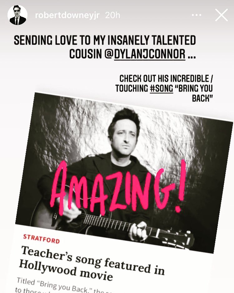 DylanCon's tweet photo. Thrilled about this incredible support of my new single and video by @RobertDowneyJr - #BringYouBack is a song I contributed to the #soundtrack of @Adversethefilm by @bametcalf . Thank you Robert...and as you often say “Bless your heart!” #music #songs link to song & vid in bio https://t.co/rFMjLe1xik