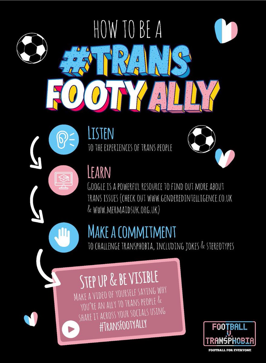 It’s Trans* week of action!

Want to know how to be a Trans* footy ally? Check out the graphic below! ⤵️

#TransFootyAlly #Rovers #FootballVTransphobia #FvH #transweekofaction