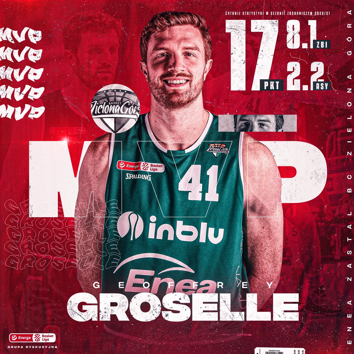 🚨 Comunicado Oficial 🚨 👉🏻 MVP sezonu zasadniczego 2020/21 Energa Basket Ligi, @GGroselle! 🏀 Grafika przygotowana dla Grupy Dyskusyjnej EBL. #plkpl