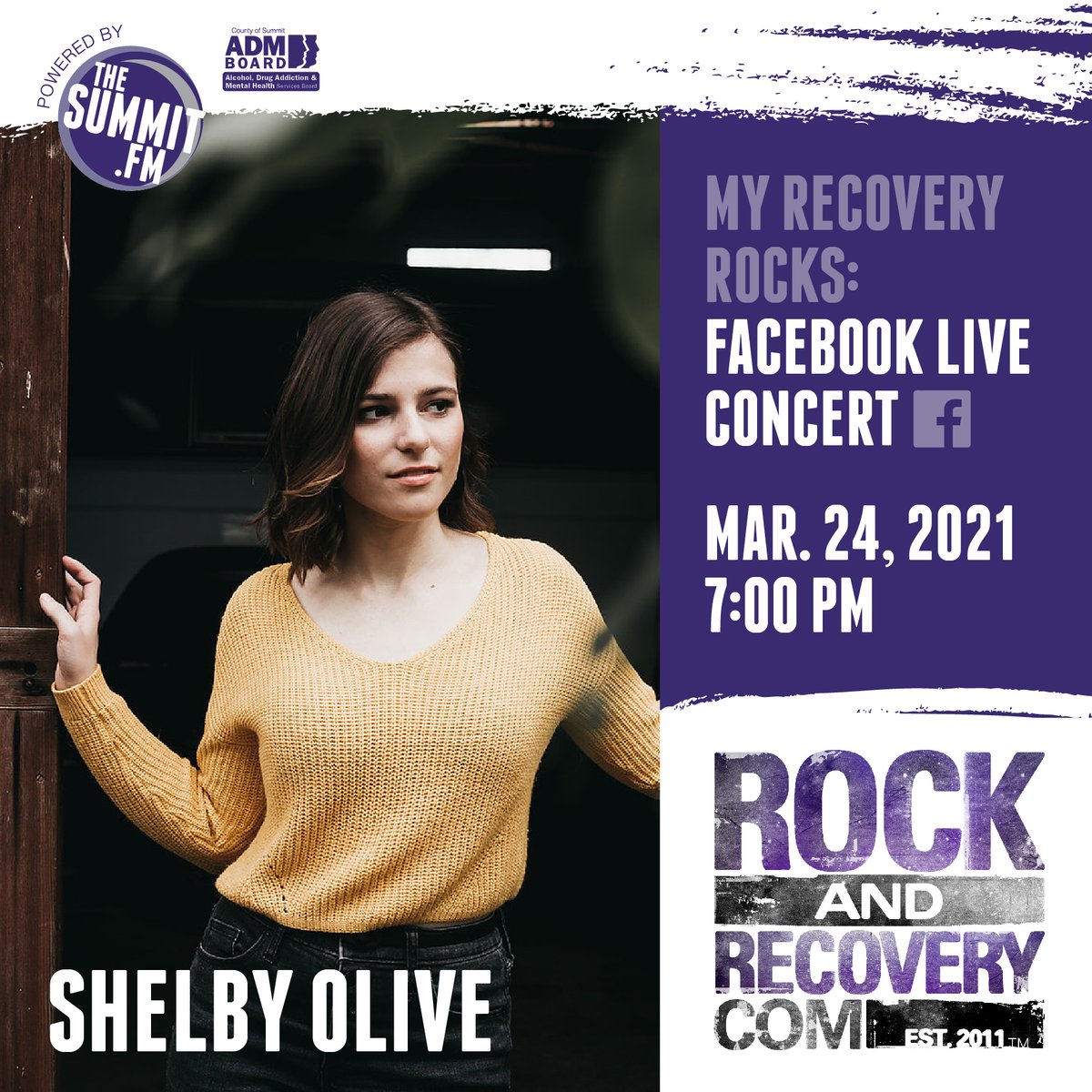 TheSummitFM's tweet photo. Join @RockandRecovery and The Summit for our “My Recovery Rocks” Facebook Live concert series, happening  every Wednesday on the R&amp;R FB page at 7PM. Tonight’s guest: @shelbyolive https://t.co/KHieYx3iG5