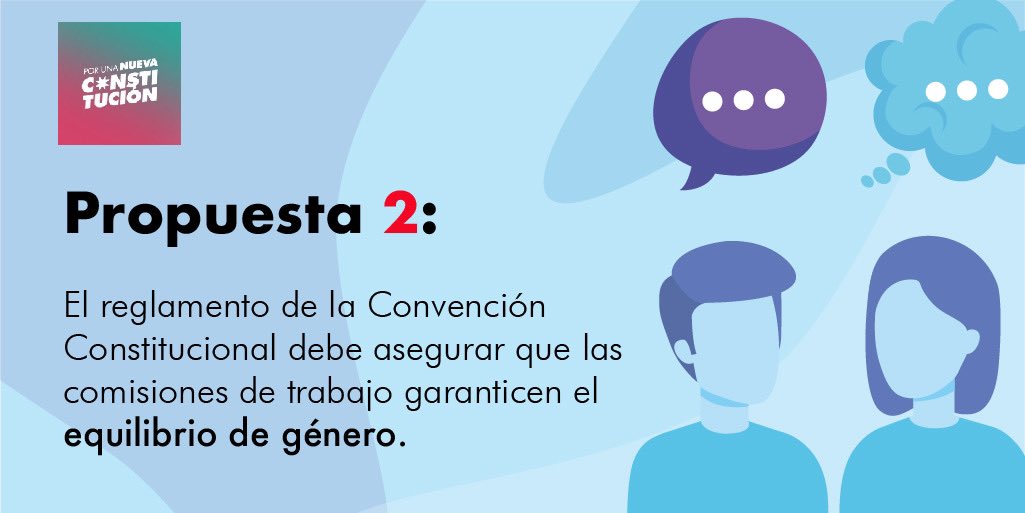 ¡Garanticemos una Constitución escrita con perspectiva de género! Fomentemos el equilibrio de género en la integración de comisiones de trabajo #PorUnaNuevaConstitución.

Lee la propuesta completa, aquí👉🏽 t.ly/jR0W