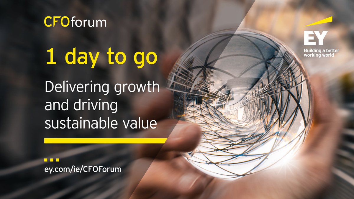 LillywhiteTara's tweet photo. With just one day to go to the #EYCFOForum, excitement is building ahead of tomorrow morning when a stellar line up of industry leaders will share insights into how they're driving growth and delivering sustainable value for their organisations. https://t.co/YbnKRVXCZG