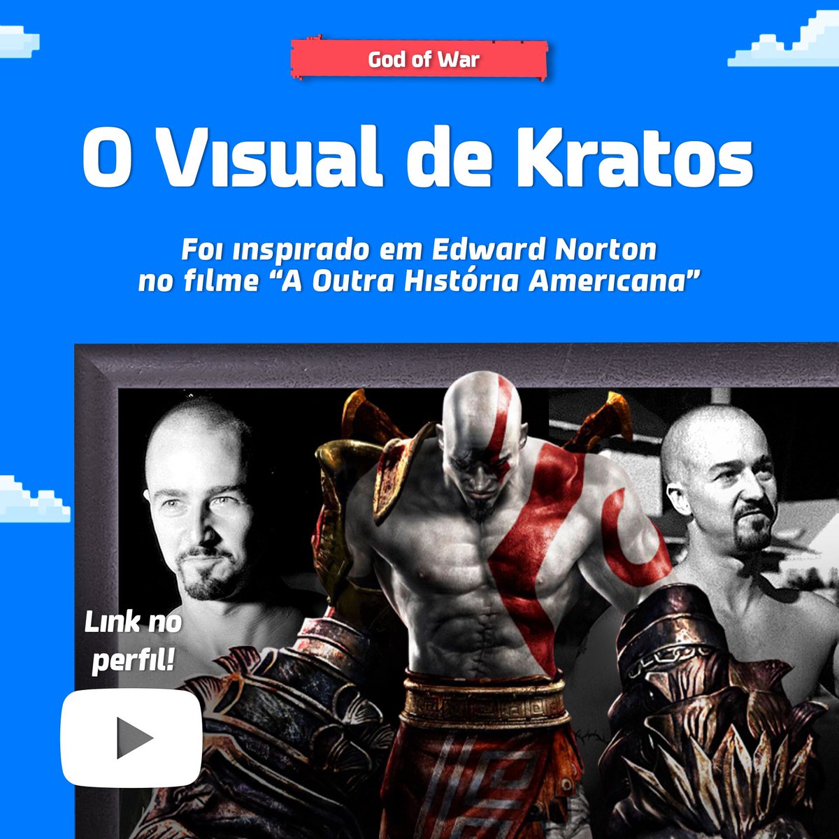 ContaeJoga's tweet photo. VOCÊ SABIA? ⁉️ A careca, o cavanhaque e a personalidade violenta do Deus da Guerra foram inspirados no personagem nazista de Edward Norton em “A Outra História Americana”! 👨🏻‍🦲🏛🔥⚔️

#godofwar #godofwar2 #godofwarps2 #godofwar3 #godofwarps3 #kratos #kratosps2 https://t.co/58PY7vAznB