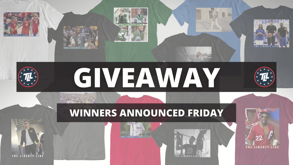 LibertyLinePHL's tweet photo. 🚨 GIVEAWAY 🚨

We have FIVE shirts available from TLL Friday's.

TO ENTER: 

Follow | Like | Retweet
@LibertyLinePHL 

Winners Announced at Random on Friday. 

*Last Chance to Purchase: https://t.co/898ktEMm7L https://t.co/YuhGCxL6ID