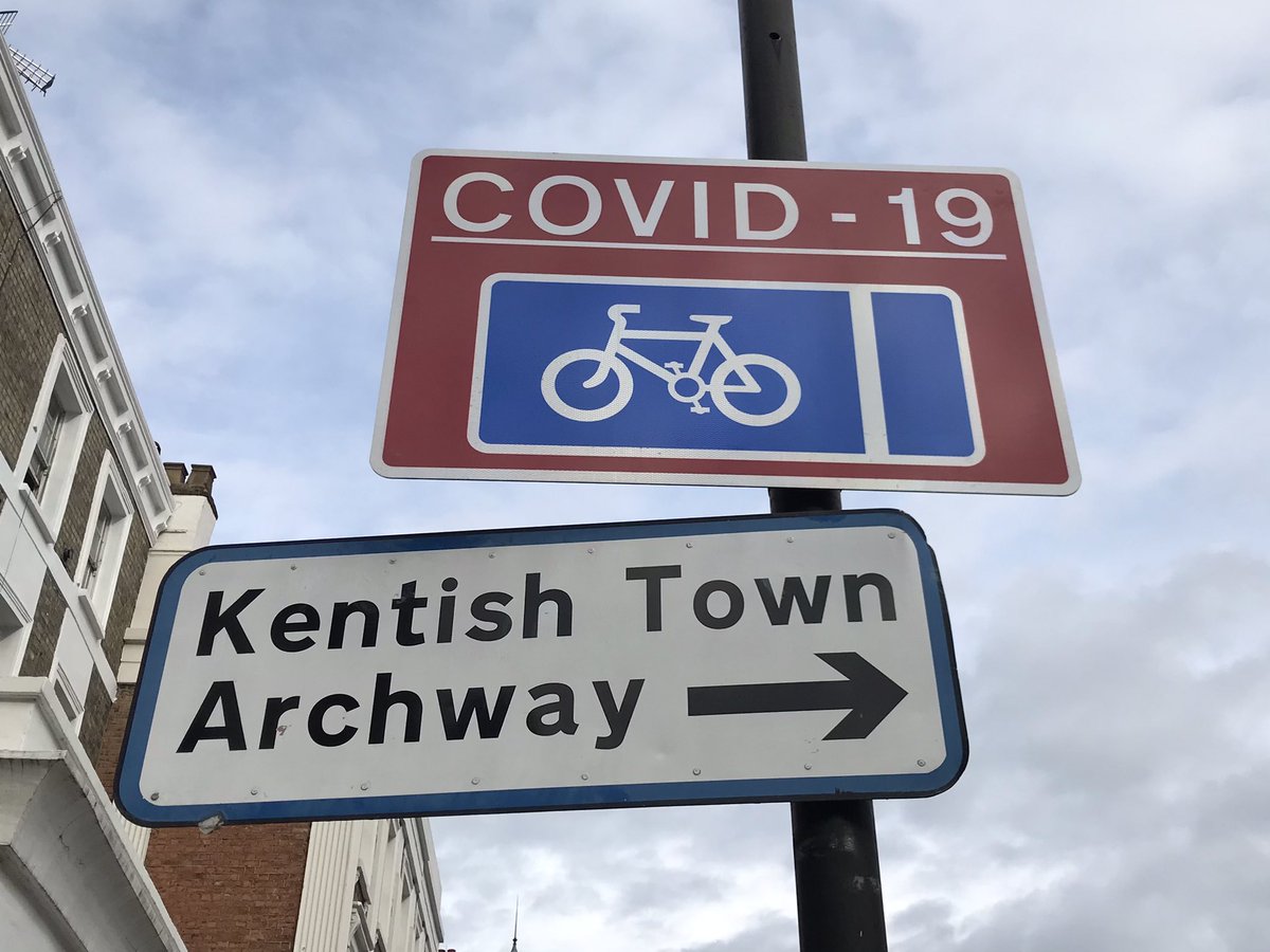 WebbyJamesHere's tweet photo. Changing landscapes with Covid bike lanes @Viral_Archive.
#bikelife #signsoflife #viralshadows #COVID19 #lockdown #Camden #London https://t.co/tK45j4hWoV