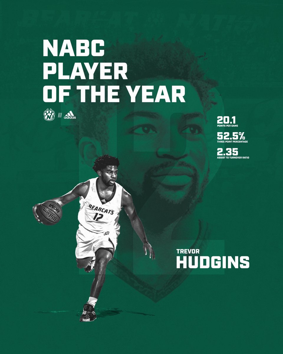 NWBearcatMBB's tweet photo. The National Association of Basketball Coaches (NABC) announced today that Trevor Hudgins of Northwest Missouri State University has been selected as the 2021 NABC Division II Player of the Year powered by ShotTracker! https://t.co/YGWvXEGA5f