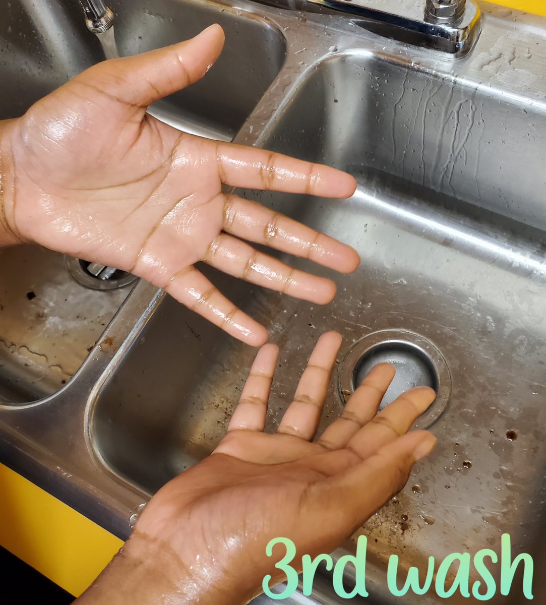 MrsBeck_FACS's tweet photo. Food Science preparing for the @ServSafe EOPA - demonstrating the importance of personal hygiene and proper handwashing! 
1st: cold water, no soap, 3 seconds
2nd: cold water, soap, 5 seconds
3rd: hot water, soap, scrubbing 10-15 seconds
#CTAEprepares #CTAEignites #CTAEempowers https://t.co/mUBjU0fe2c