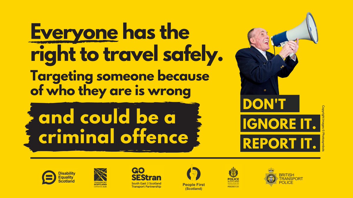 SEStran's tweet photo. Everyone has the right to travel safely, free from harassment. Please be tolerant. Find out more at https://t.co/cdtlMq20w7
#ReportIt
@DEScotTweets | @transcotland | @PSsafercomms | @ScotRail | @FirstBusnews | @StagecoachWScot | @BTPScotland | #PeopleFirstScotland https://t.co/UMVRLkLoMq