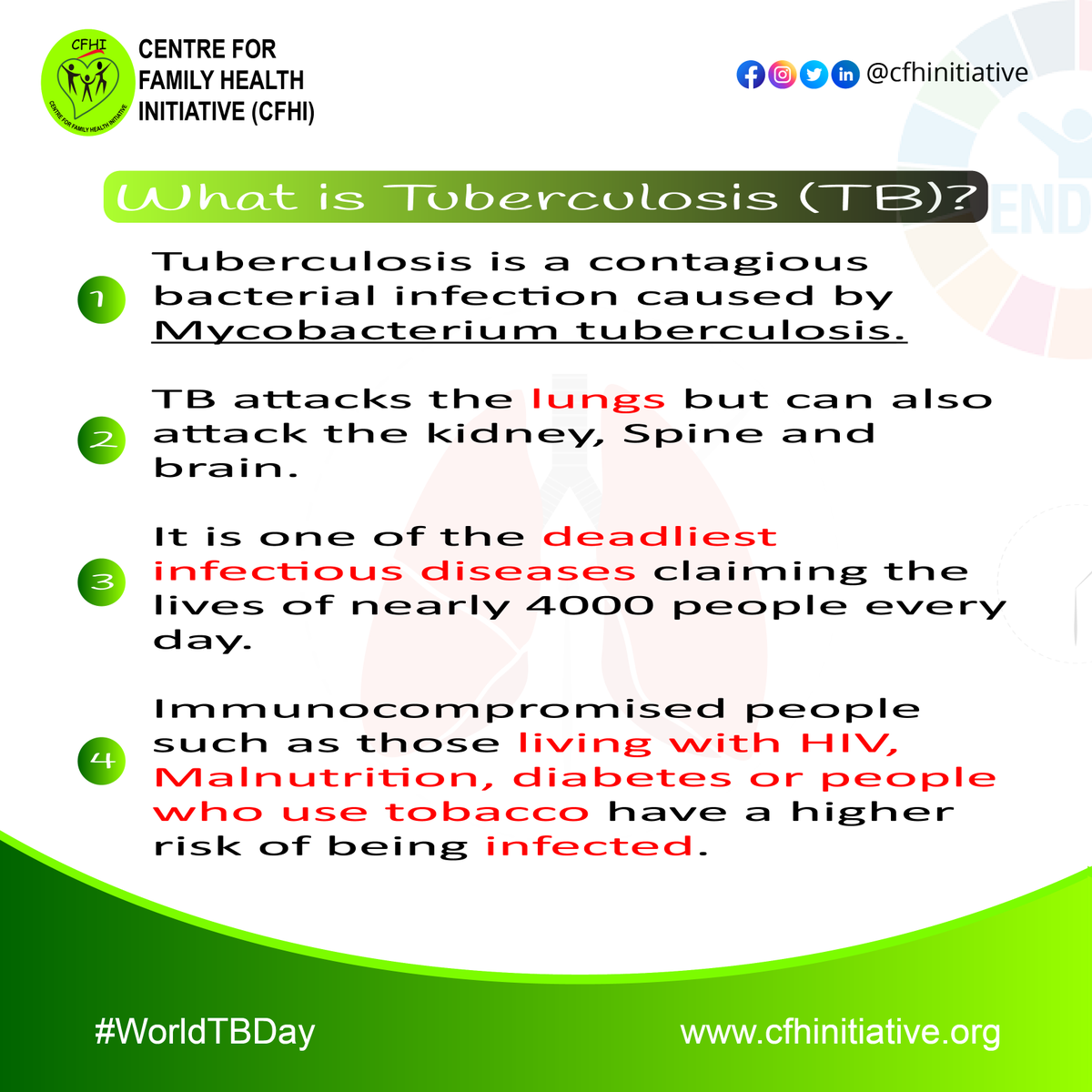 CFHInitiative's tweet photo. The clock is ticking and it is time to end #TB once and for all, as losing lives every day to this curable disease is not an option. 

Join the movement as we put an end to this epidemic.
#SayNoToTB #SayNoToStigmatization #TheClockIsTicking #EndTB #WorldTBDay #WorldTBDay2021 https://t.co/wxdSroCmFV