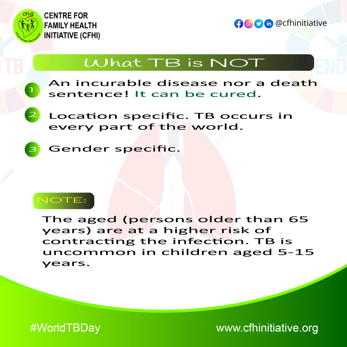 CFHInitiative's tweet photo. The clock is ticking and it is time to end #TB once and for all, as losing lives every day to this curable disease is not an option. 

Join the movement as we put an end to this epidemic.
#SayNoToTB #SayNoToStigmatization #TheClockIsTicking #EndTB #WorldTBDay #WorldTBDay2021 https://t.co/wxdSroCmFV