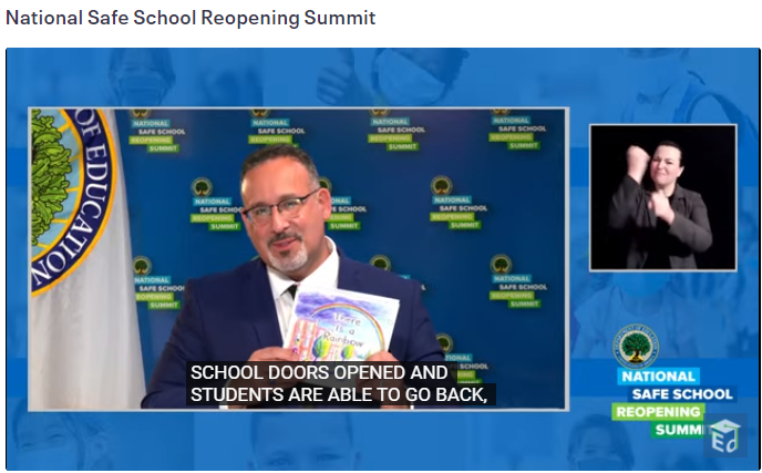 Great seeing <a href="/SecCardona/">Secretary Miguel Cardona</a> on the National Safe School Reopening Summit and he's got the book "There is a RAINBOW" book in his hands!  We love RAINBOW's in CT Part C.