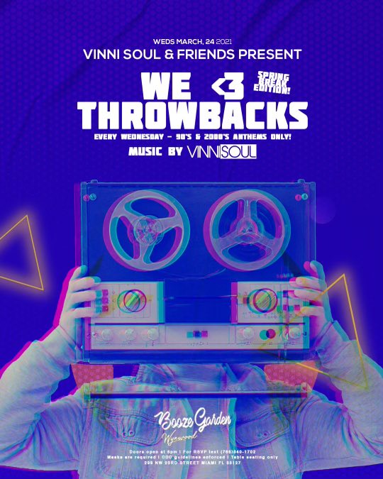 BoozeGardenWyn's tweet photo. WE ❤️ THROWBACKS ! Doors open at 6pm #BoozeGarden Ladies drink FREE from 6pm-8pm  ! https://t.co/9H4tcMEFps