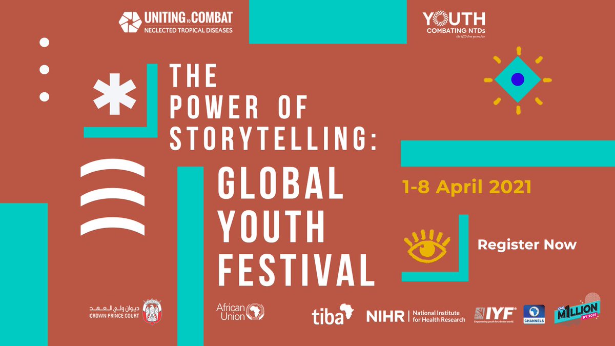 We @CombatNTDs @YouthCNTDs @TibaPartnership @NIHRglobal @channelstv @joomomoh @IYFtweets @_AfricanUnion r delighted 2 be bringing u a virtual art gallery of NTD story-telling. Entry is free! bit.ly/3r9HaHn #NTDstories Prepare to be dazzled! #youthvoice #LeaveNoOneBehind