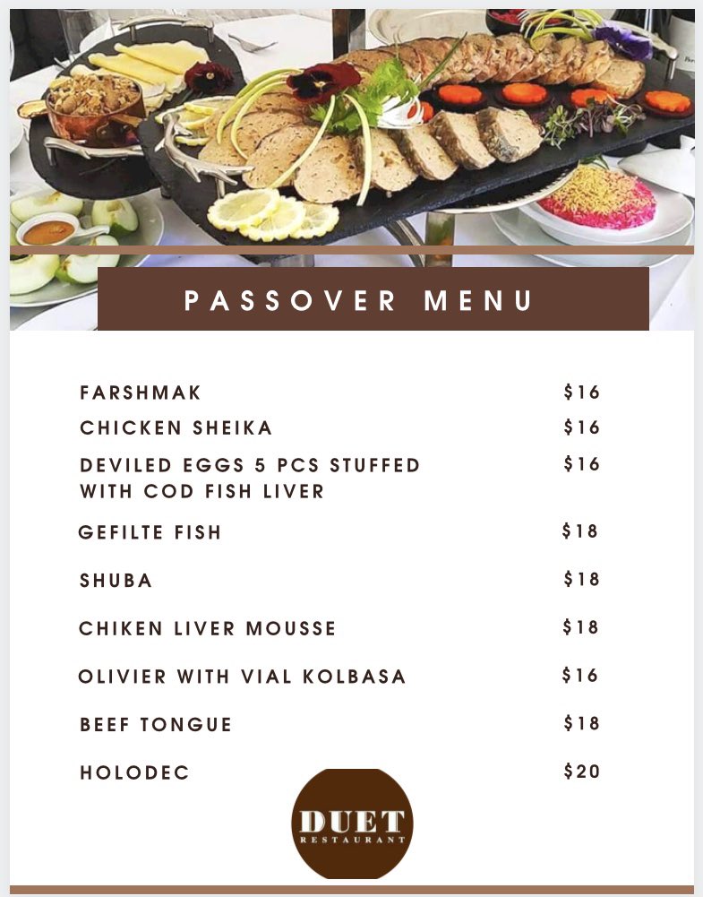 Duet_Restaurant's tweet photo. Passover menu is ready! 

🍴𝐃𝐔𝐄𝐓 Bakery and Restaurant
📍6181-6183 Strickland Avenue
Brooklyn, NY 11234
📞 (718) 676-6219
https://t.co/ZoNAjKYOaB

 #brighton #nycrestaurants #brightonbeachbrooklyn #southbrooklyn #brooklyn #sheepsheadbaybrooklyn #coneyisland #Passover2021 https://t.co/Igtjnmul6e