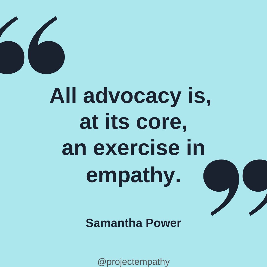 ProjEmp's tweet photo. Listening to someone else’s experience may move you to speak up, take action, and stand behind them. 

Advocacy and change both start with empathy.

#projectempathy #empathyquotes #samanthapower #advocacymatters https://t.co/6TF2LOnHaG