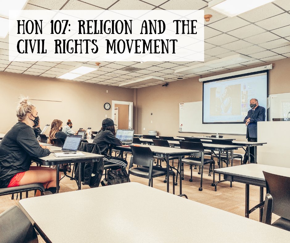 One of the #CampbellHonors courses this semester is a Documents class that is looking at the documents and pieces that shaped the Civil Rights movement, and how it relates to religion. (If you look closely, you can see Aretha Franklin on the screen!)