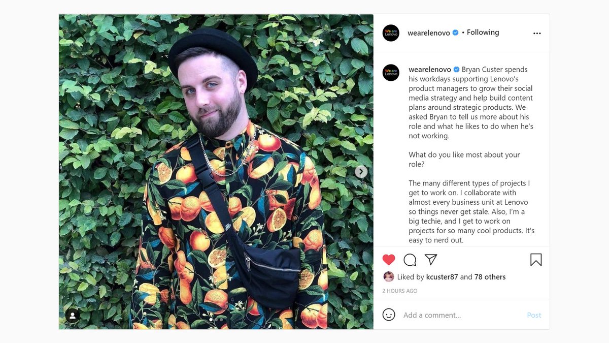 BryanCuster's tweet photo. I'm super proud to have been featured on @WeAreLenovo's handles across social today! Check it out on IG &amp; FB! #WeAreLenovo

https://t.co/tDlJ8bGWR8 https://t.co/sxv8J1ES98